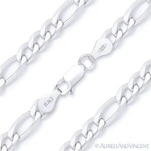 3.7mm Figaro / Figaroa Link Chain Necklace in Solid .925 Sterling Silver - 30"